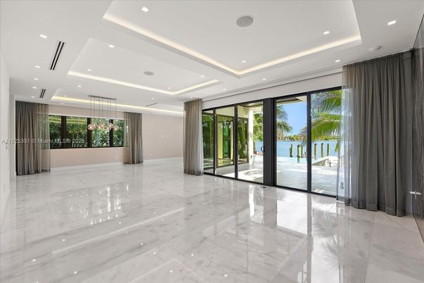 Empty room, Interior, Marble, Pendant Lights, Recessed Lighting