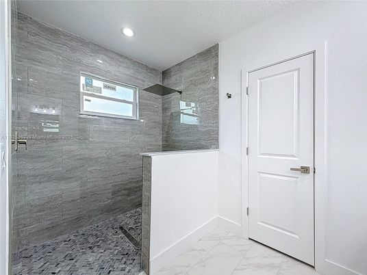 Bathroom, Glass Shower, Interior, Marble, Recessed Lighting