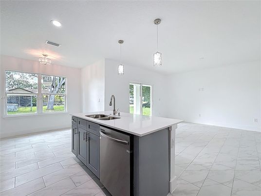Interior, Kitchen, Marble, Pendant Lights, Recessed Lighting