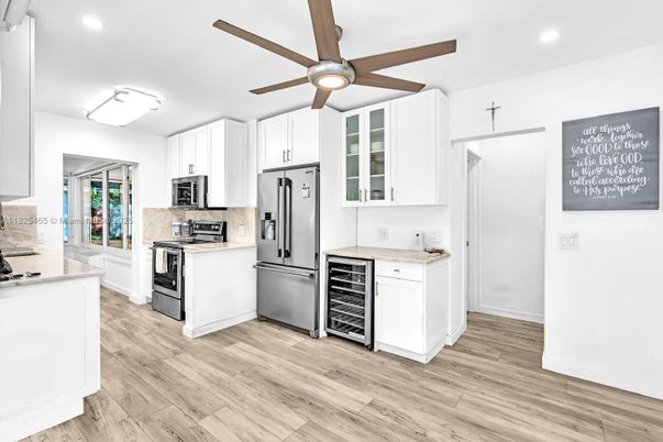 Interior, Kitchen, Recessed Lighting, Wood Texture Flooring