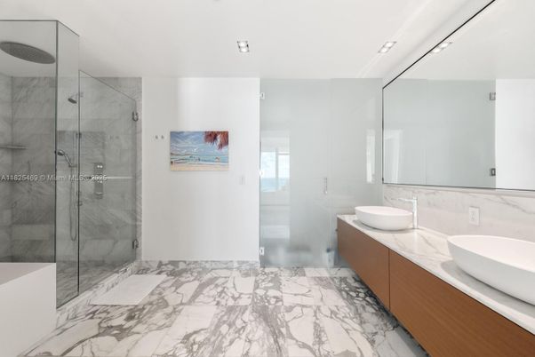 Bathroom, Dual Sink Vanities, Glass Shower, Interior, Marble