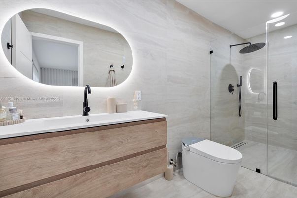 Bathroom, Glass Shower, Interior, Recessed Lighting