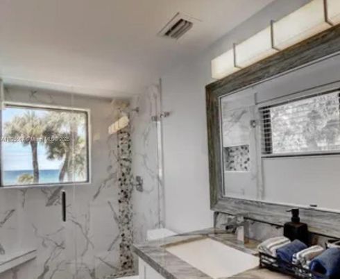 Bathroom, Glass Shower, Interior, Marble Walls, Water