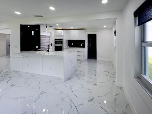 Interior, Kitchen, Marble, Pendant Lights, Recessed Lighting, Stainless Steel Appliances