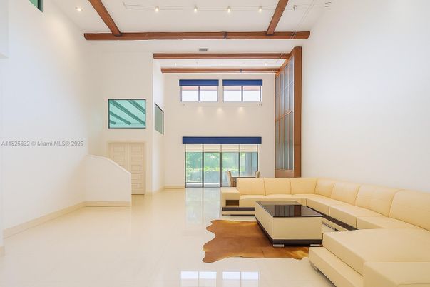 Interior, Living room, Recessed Lighting, Wooden Beams