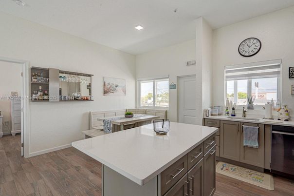 Interior, Kitchen, Recessed Lighting, Wood Texture Flooring