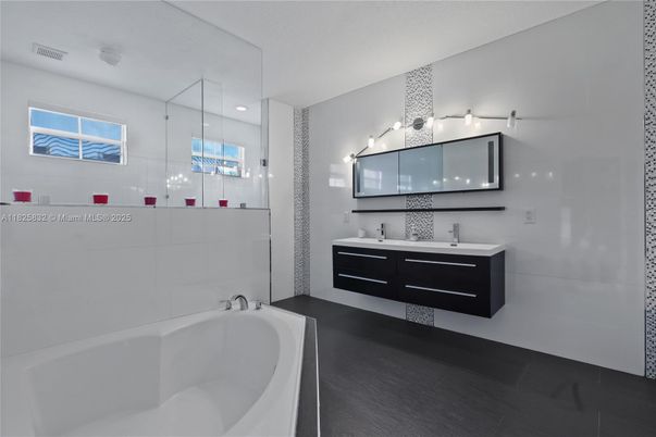 Bathroom, Dual Sink Vanities, Glass Shower, Interior, Recessed Lighting