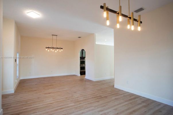 Empty room, Interior, Pendant Lights, Wood Texture Flooring