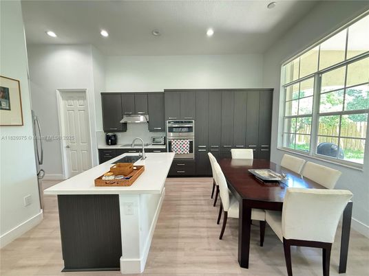 Interior, Kitchen, Recessed Lighting, Wood Texture Flooring
