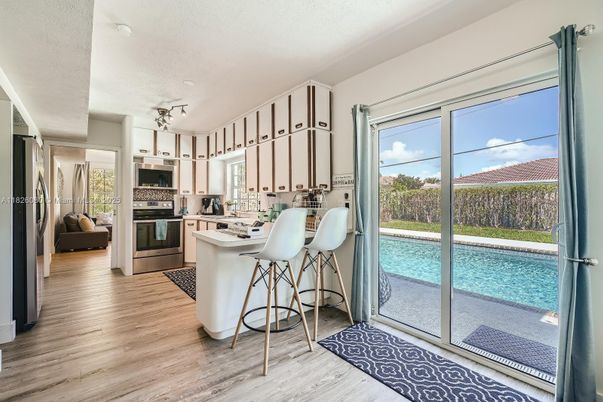 Interior, Kitchen, Stainless Steel Appliances, Wood Texture Flooring