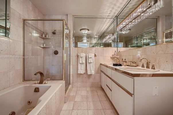 Bathroom, Dual Sink Vanities, Glass Shower, Interior