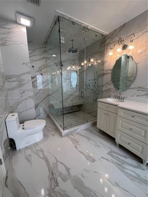 Bathroom, Glass Shower, Interior, Marble, Marble Walls