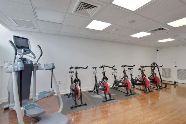 Fitness Equipment, Interior, Recessed Lighting, Wood Texture Flooring