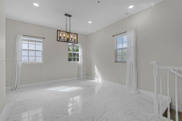 Empty room, Interior, Marble, Pendant Lights, Recessed Lighting