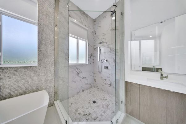 Bathroom, Glass Shower, Interior, Marble Walls