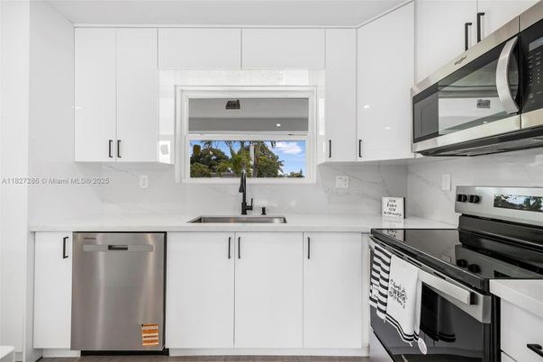 Interior, Kitchen, Marble Walls, Stainless Steel Appliances