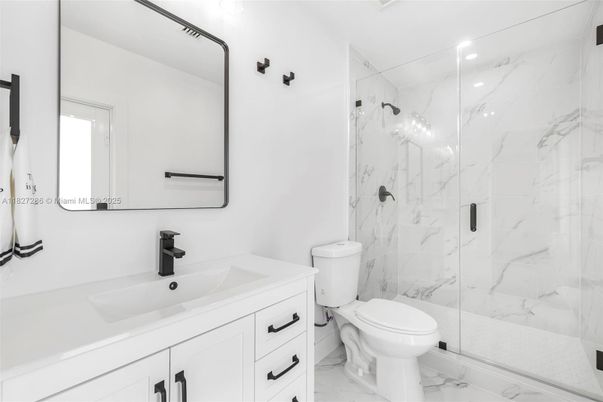 Bathroom, Glass Shower, Interior, Marble, Marble Walls, Recessed Lighting