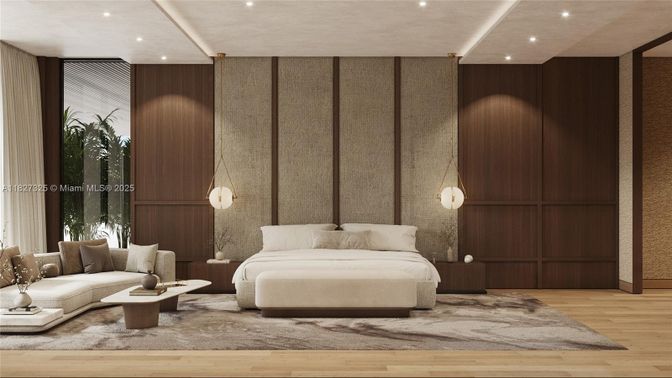 Interior, Living room, Pendant Lights, Recessed Lighting, Wood Texture Flooring