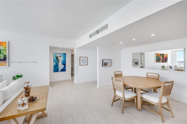 Dining room, Interior, Recessed Lighting, Wood Texture Flooring