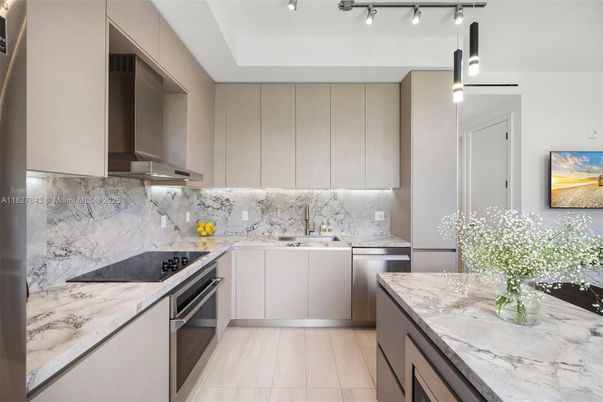 Interior, Kitchen, Marble Walls, Stainless Steel Appliances