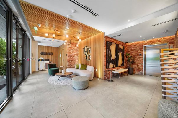 Elevator, Interior, Recessed Lighting, Stone Walls, Wooden Walls