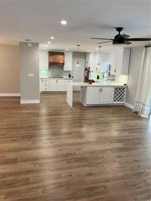 Interior, Kitchen, Pendant Lights, Recessed Lighting, Wood Texture Flooring