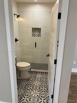 Bathroom, Glass Shower, Interior, Wood Texture Flooring