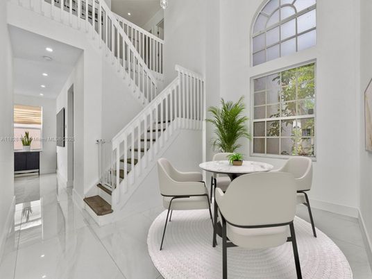 Dining room, Interior, Marble, Recessed Lighting