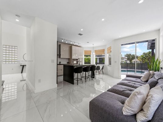 Interior, Kitchen, Living room, Marble, Pendant Lights, Recessed Lighting