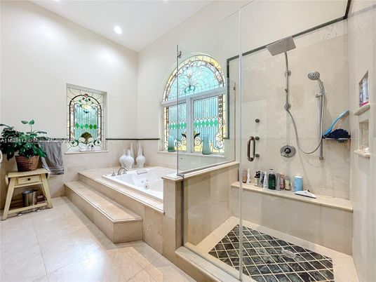 Bathroom, Glass Shower, Interior, Recessed Lighting