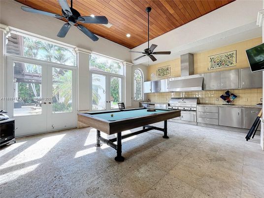 Billiard Table, Game Room, Interior, Recessed Lighting, Wooden Ceilings