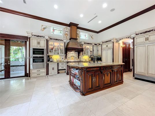 Interior, Kitchen, Marble, Recessed Lighting, Stainless Steel Appliances