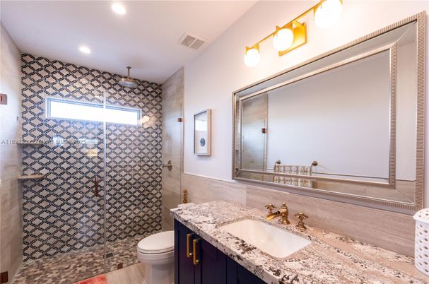 Bathroom, Glass Shower, Interior, Recessed Lighting