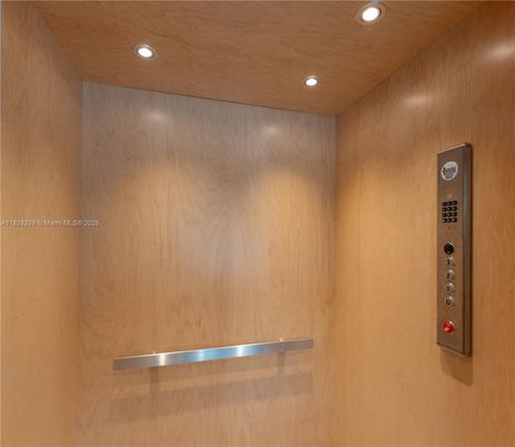 Elevator, Interior, Recessed Lighting, Wooden Ceilings, Wooden Walls