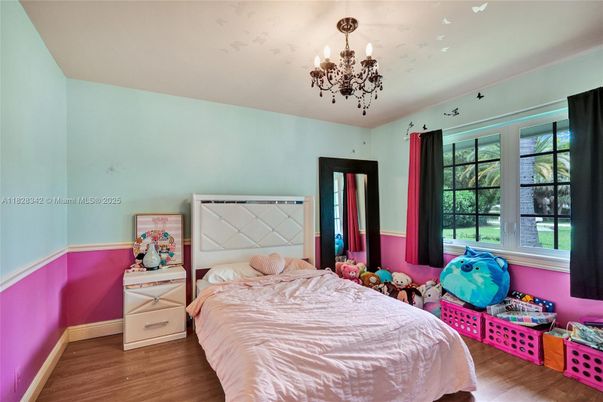 Bedroom, Chandelier, Interior, Wood Texture Flooring