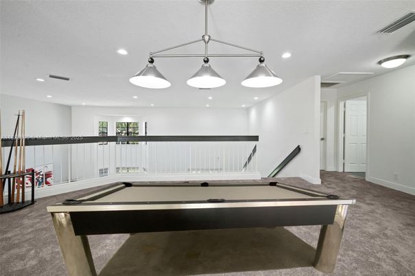 Billiard Table, Game Room, Interior, Pendant Lights, Recessed Lighting