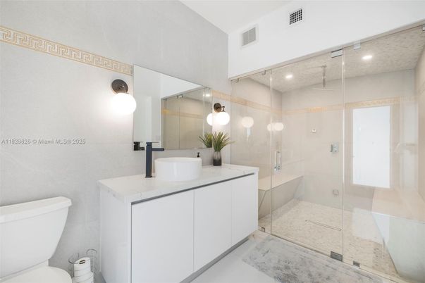Bathroom, Glass Shower, Interior, Recessed Lighting