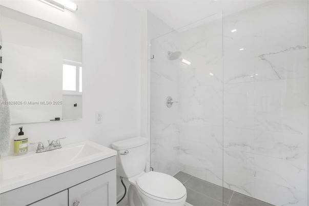 Bathroom, Glass Shower, Interior, Marble Walls, Recessed Lighting