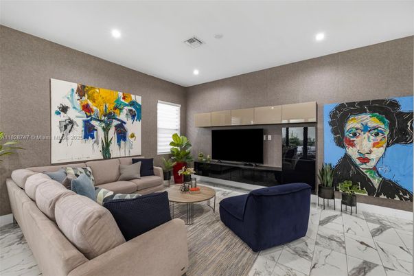 Interior, Living room, Marble, Recessed Lighting