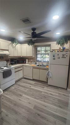 Interior, Kitchen, Recessed Lighting, Wood Texture Flooring
