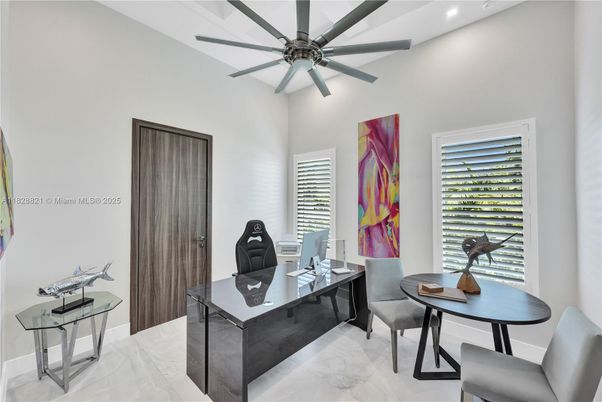Home Office, Interior, Marble, Recessed Lighting