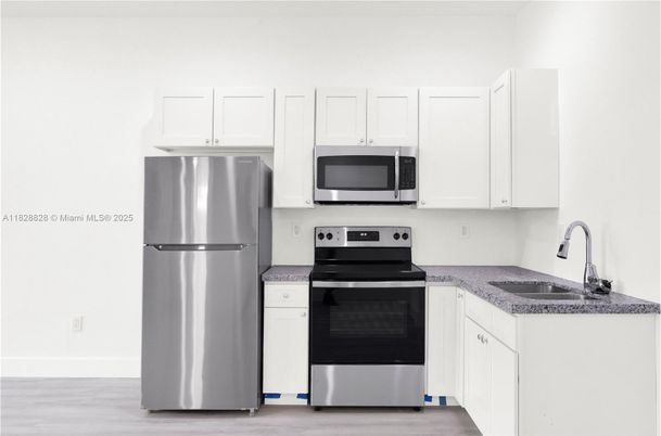 Interior, Kitchen, Stainless Steel Appliances, Wood Texture Flooring