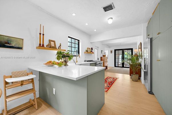 Interior, Kitchen, Recessed Lighting, Wood Texture Flooring