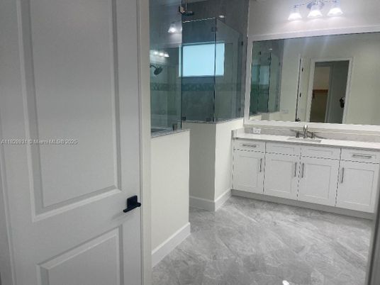 Bathroom, Dual Sink Vanities, Glass Shower, Interior, Marble