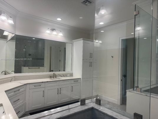 Bathroom, Dual Sink Vanities, Glass Shower, Interior, Recessed Lighting