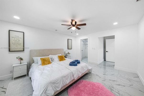 Bedroom, Interior, Marble, Recessed Lighting