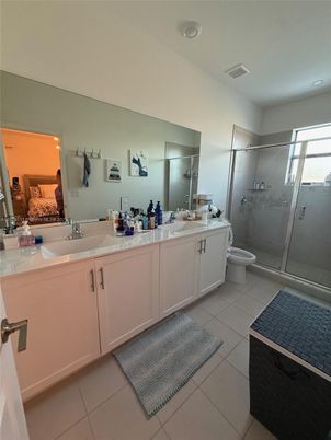 Bathroom, Dual Sink Vanities, Glass Shower, Interior, Recessed Lighting