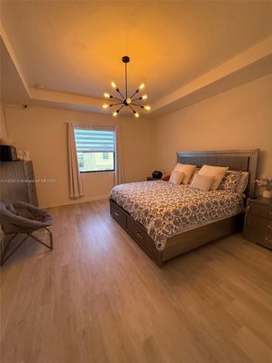 Bedroom, Interior, Pendant Lights, Wood Texture Flooring