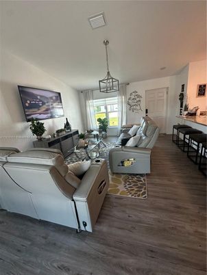 Interior, Living room, Pendant Lights, Wood Texture Flooring