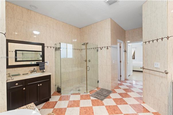 Bathroom, Glass Shower, Interior, Recessed Lighting